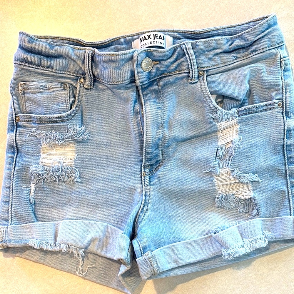 Wax Jean Blue Distressed Jean Shorts L/10